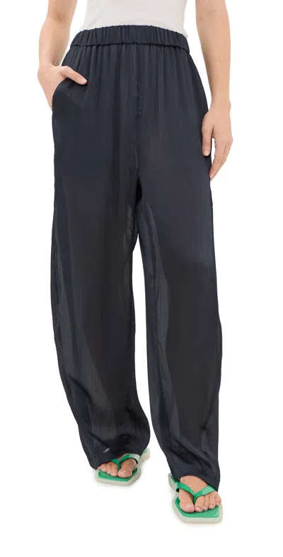 Tibi Matte Satin Plissé Petite Winslow Pants Navy In Blue