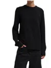 Tibi Melee Crepe Long Sleeve Sweater In Black In Black