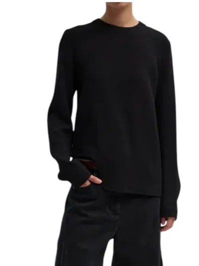 Tibi Melee Crepe Long Sleeve Sweater In Black