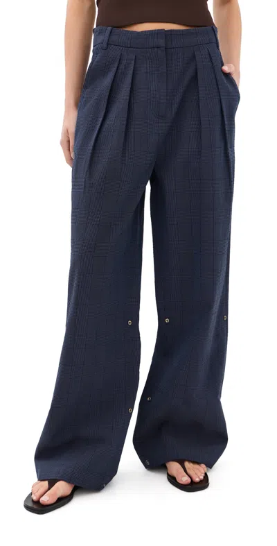 Tibi Menswear Crepon Stella Full Length Pants Navy Multi