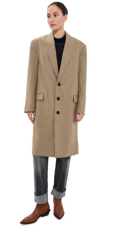 Tibi Menswear Tech Twill Tailored Midi Coat Cedar Multi