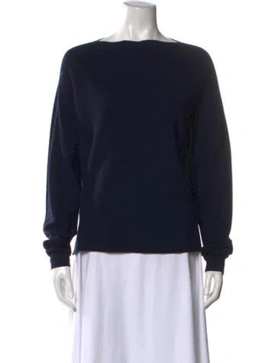 Pre-owned Tibi Merino Wool Bateau Neckline Sweater In Blue