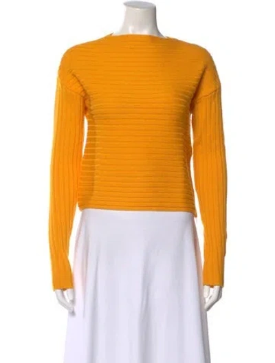 Pre-owned Tibi Merino Wool Bateau Neckline Top In Yellow