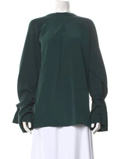 Pre-owned Tibi Merino Wool Crew Neck Blouse In Green