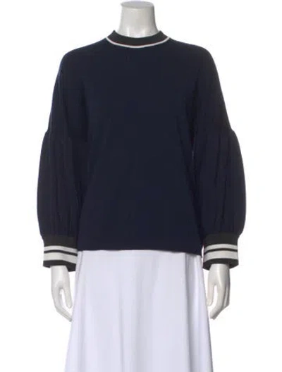 Pre-owned Tibi Merino Wool Crew Neck Sweater In Blue