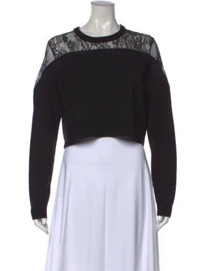 Pre-owned Tibi Merino Wool Lace Pattern Sweater In Black