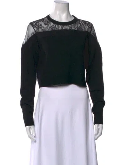 Pre-owned Tibi Merino Wool Lace Pattern Sweater In Black