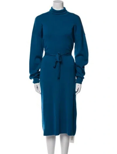 Pre-owned Tibi Merino Wool Long Dress In Blue