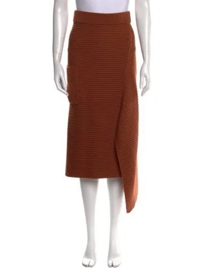 Pre-owned Tibi Merino Wool Midi Length Skirt In Brown