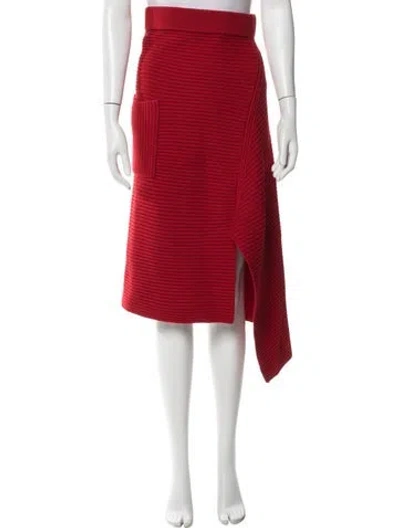 Pre-owned Tibi Merino Wool Midi Length Skirt In Red