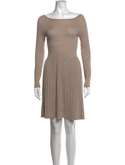 Pre-owned Tibi Merino Wool Mini Dress In Brown/neutrals
