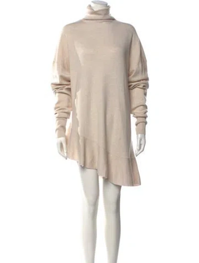 Pre-owned Tibi Merino Wool Mini Dress In Neutrals