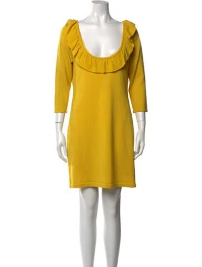Pre-owned Tibi Merino Wool Mini Dress In Yellow