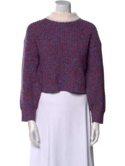 Pre-owned Tibi Merino Wool Mock Neck Sweater In Blue