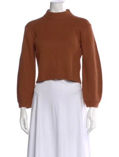 Pre-owned Tibi Merino Wool Mock Neck Sweater In Brown
