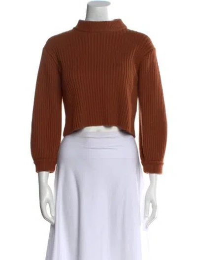 Pre-owned Tibi Merino Wool Mock Neck Sweater In Brown