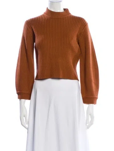 Pre-owned Tibi Merino Wool Mock Neck Sweater In Brown