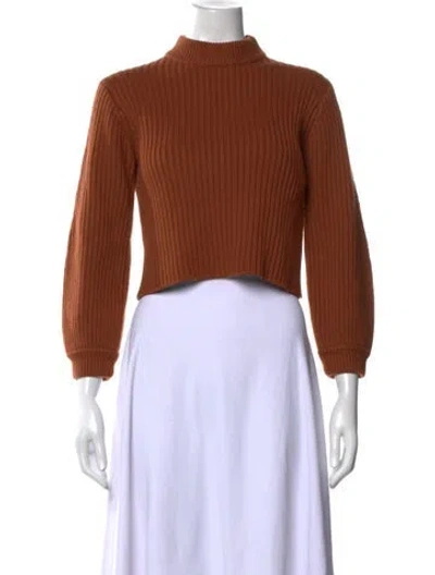 Pre-owned Tibi Merino Wool Mock Neck Sweater In Brown