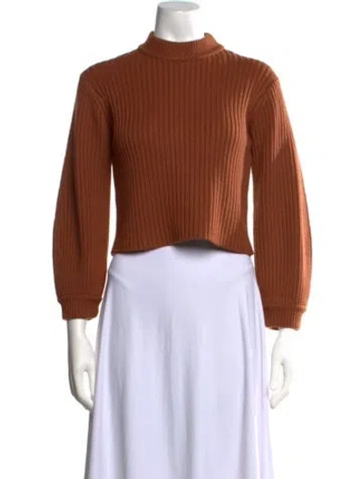 Pre-owned Tibi Merino Wool Mock Neck Sweater In Brown
