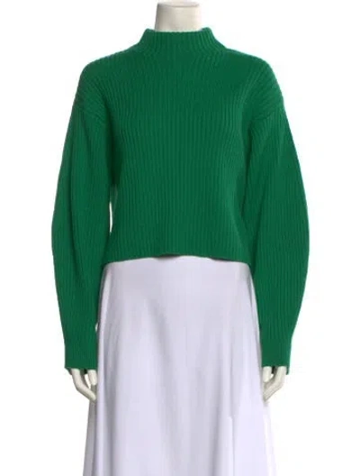 Pre-owned Tibi Merino Wool Mock Neck Sweater In Green