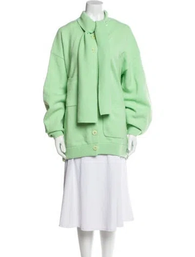 Pre-owned Tibi Merino Wool Mock Neck Sweater In Green