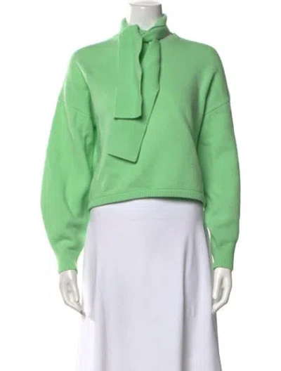 Pre-owned Tibi Merino Wool Mock Neck Sweater In Green