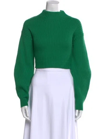 Pre-owned Tibi Merino Wool Mock Neck Sweater In Green