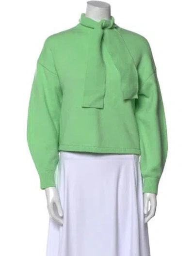 Pre-owned Tibi Merino Wool Mock Neck Sweater In Green