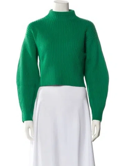 Pre-owned Tibi Merino Wool Mock Neck Sweater In Green