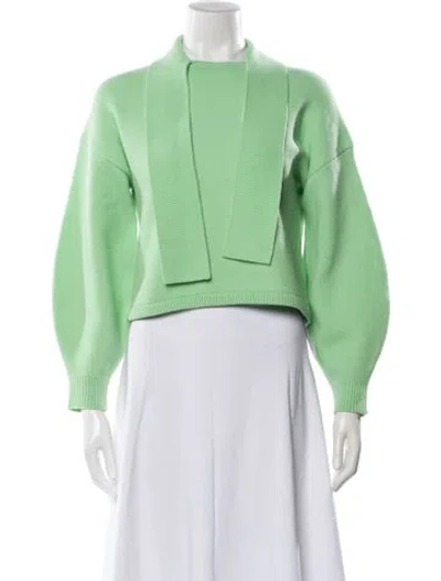 Pre-owned Tibi Merino Wool Mock Neck Sweater In Green