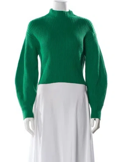 Pre-owned Tibi Merino Wool Mock Neck Sweater In Green