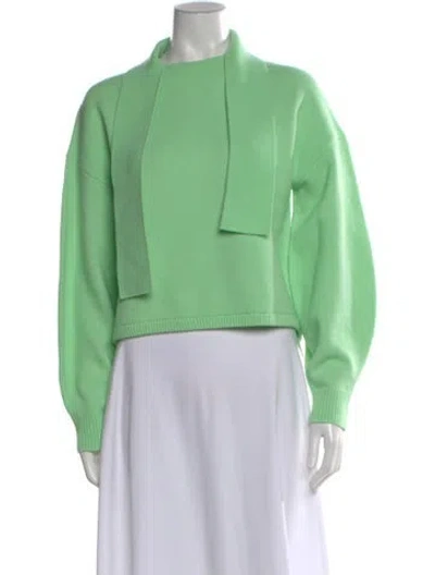 Pre-owned Tibi Merino Wool Mock Neck Sweater In Green