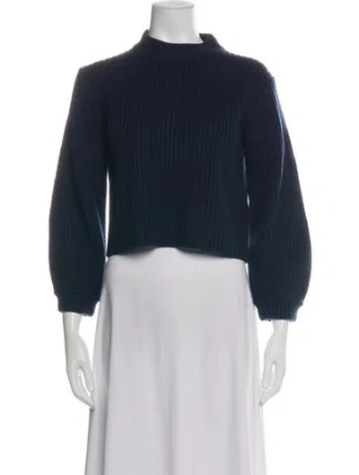 Pre-owned Tibi Merino Wool Mock Neck Sweater In Green