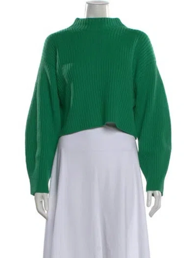 Pre-owned Tibi Merino Wool Mock Neck Sweater In Green