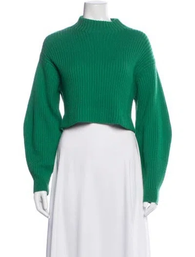 Pre-owned Tibi Merino Wool Mock Neck Sweater In Green