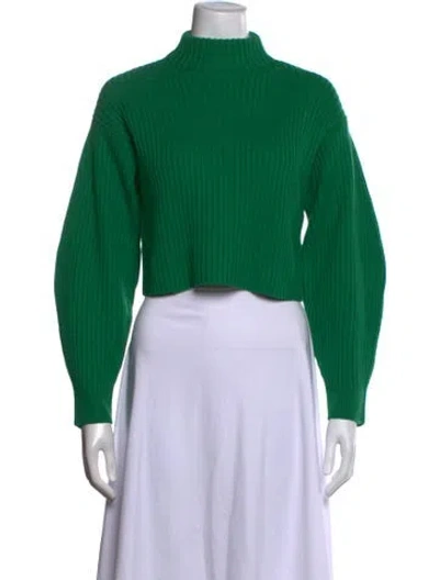 Pre-owned Tibi Merino Wool Mock Neck Sweater In Green