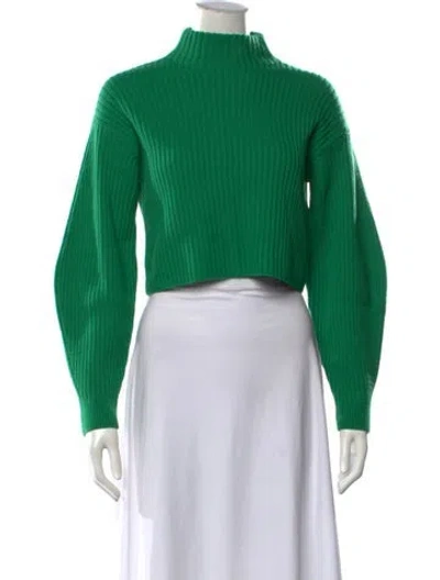 Pre-owned Tibi Merino Wool Mock Neck Sweater In Green