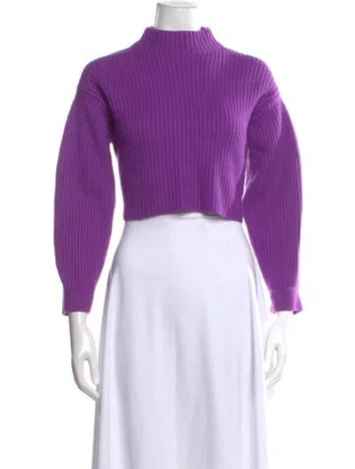Pre-owned Tibi Merino Wool Mock Neck Sweater In Purple