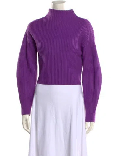Pre-owned Tibi Merino Wool Mock Neck Sweater In Purple