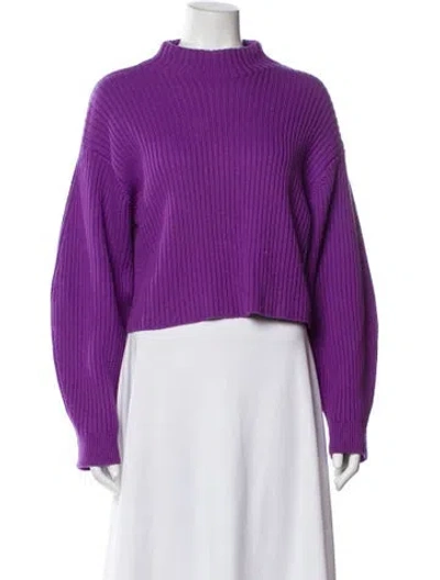 Pre-owned Tibi Merino Wool Mock Neck Sweater In Purple