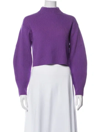 Pre-owned Tibi Merino Wool Mock Neck Sweater In Purple