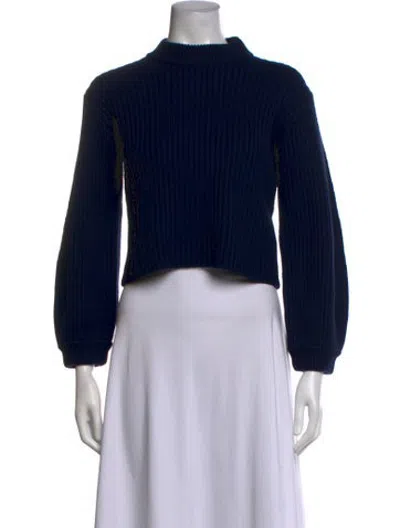 Pre-owned Tibi Merino Wool Mock Neck Sweater W/ Tags In Blue