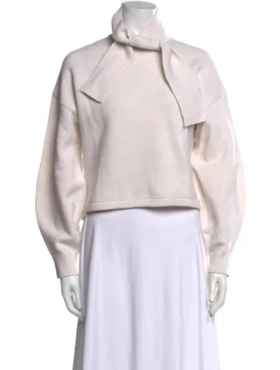 Pre-owned Tibi Merino Wool Mock Neck Sweater In White