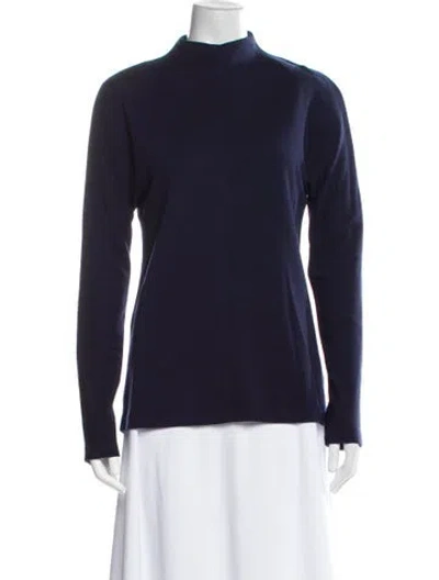 Pre-owned Tibi Merino Wool Mock Neck Sweatshirt In Blue