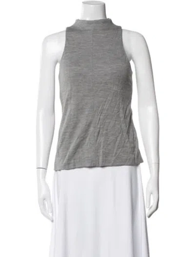 Pre-owned Tibi Merino Wool Mock Neck Top In Grey