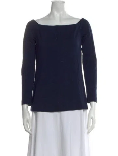 Pre-owned Tibi Merino Wool Off-the-shoulder Top In Blue