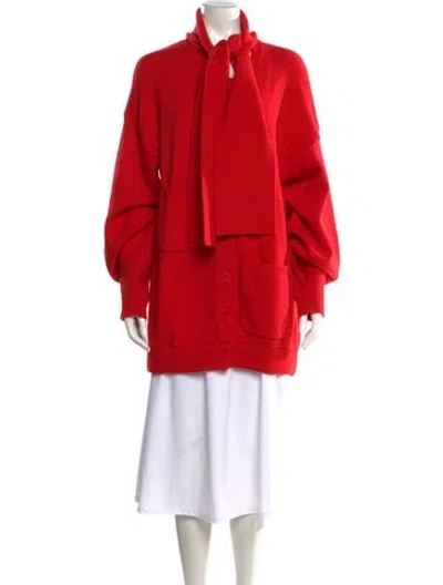 Pre-owned Tibi Merino Wool Open Front Sweater In Red
