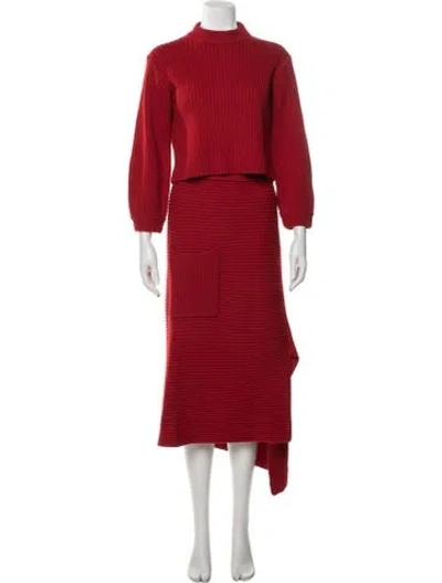 Pre-owned Tibi Merino Wool Skirt Set In Red