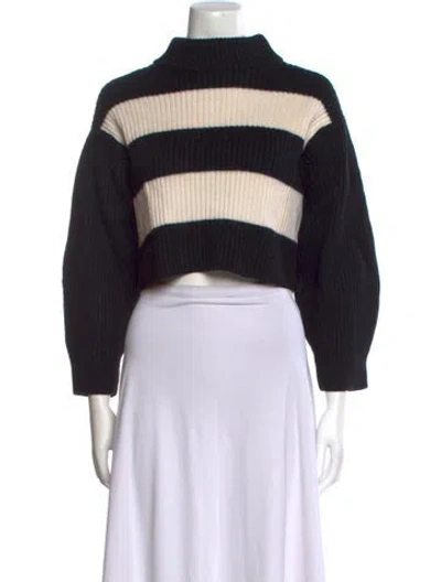 Pre-owned Tibi Merino Wool Striped Sweater In Black