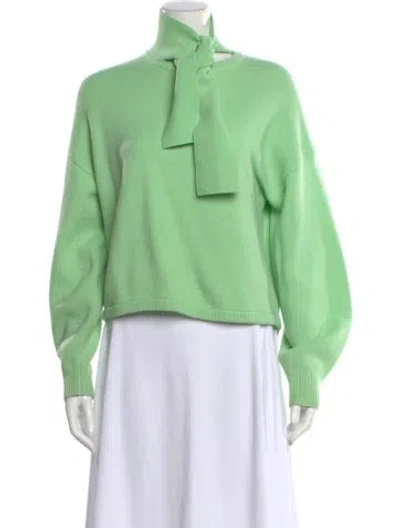 Pre-owned Tibi Merino Wool Tie Neck Sweater In Green